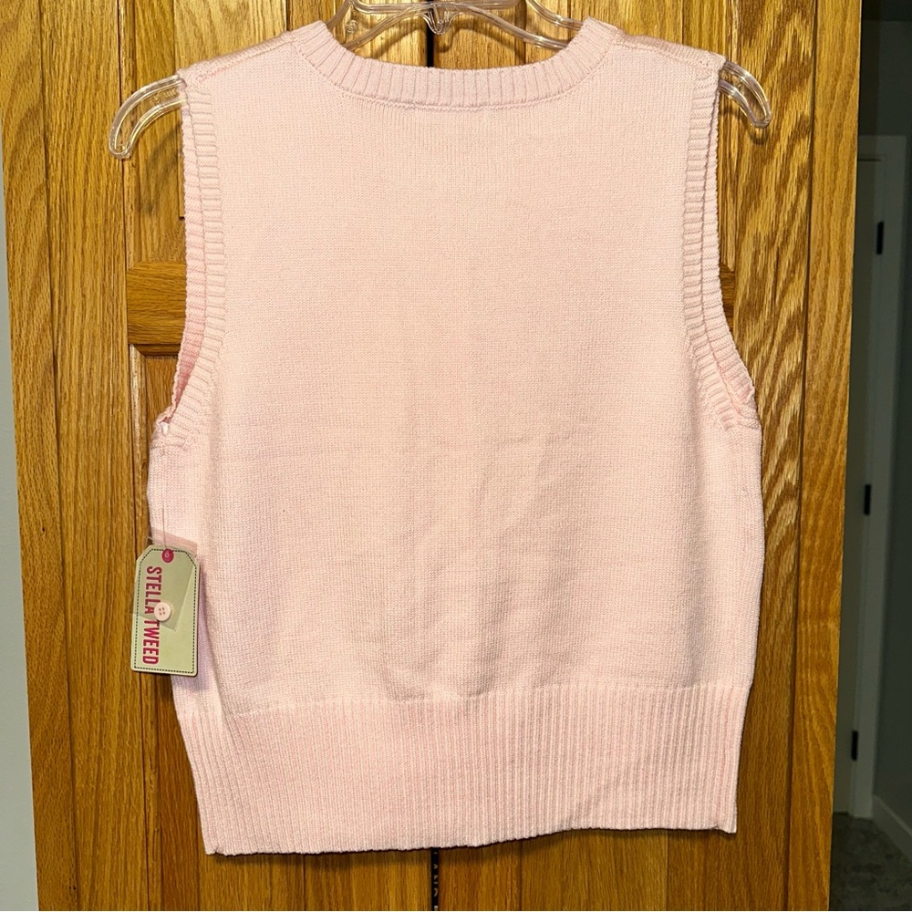 NWT Stella Tweed Pink Women's Sweater Vest size L - Picture 2 of 6